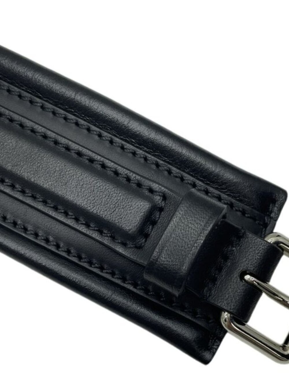 Gucci Interlocking Chain Belt Choker Black Leather Silver - Picture 6 of 10